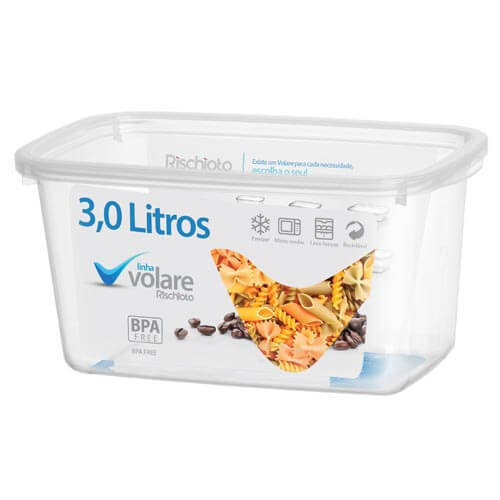 Pote Plastico Retangular 3lt  ( 205)  Volare